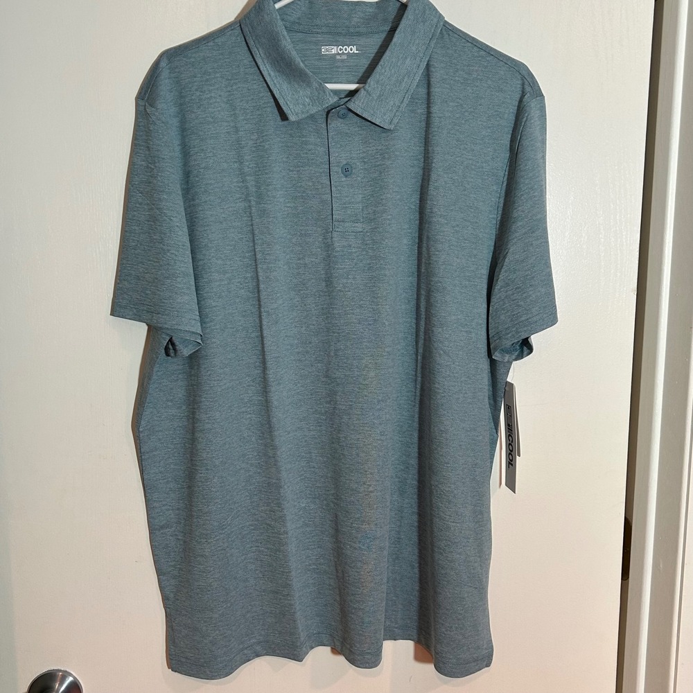 32 Degrees Cool Mens Polo Shirt Haze Blue Short Sleeve XXL